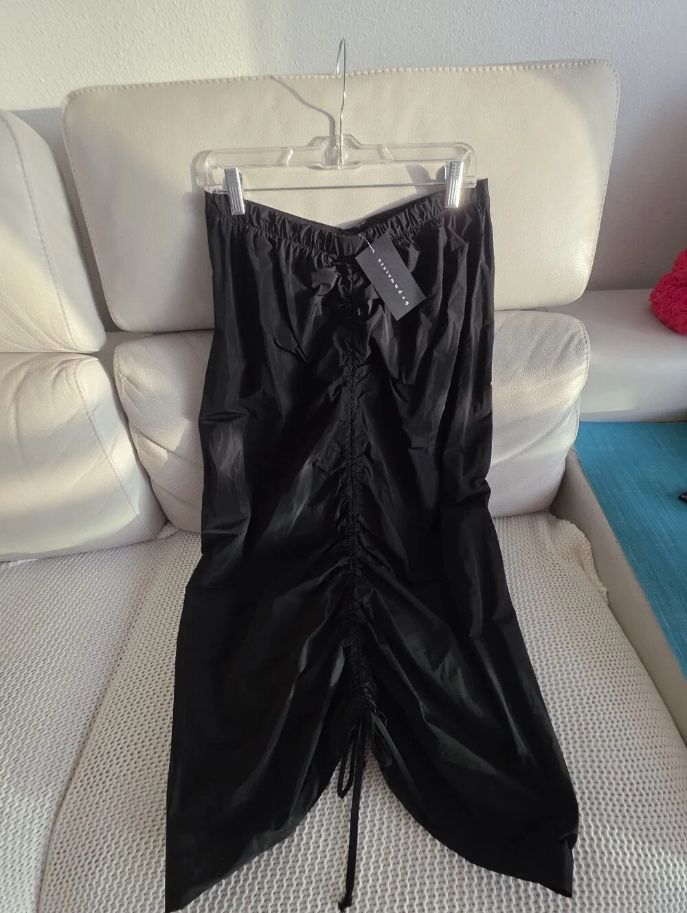 Bryn Walker Black Ruched Midi Skirt (Size M)
